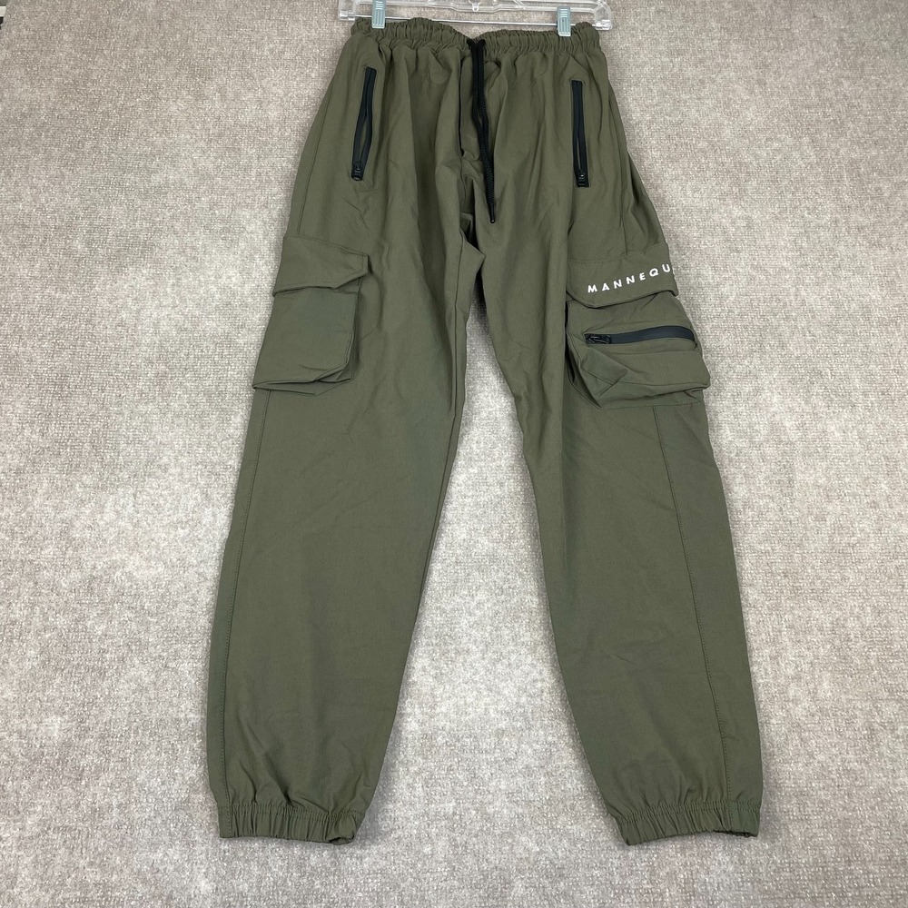 Mannequin Joggers Pants Mens Medium Olive Green Drawstring Cargo Pocket Tapered